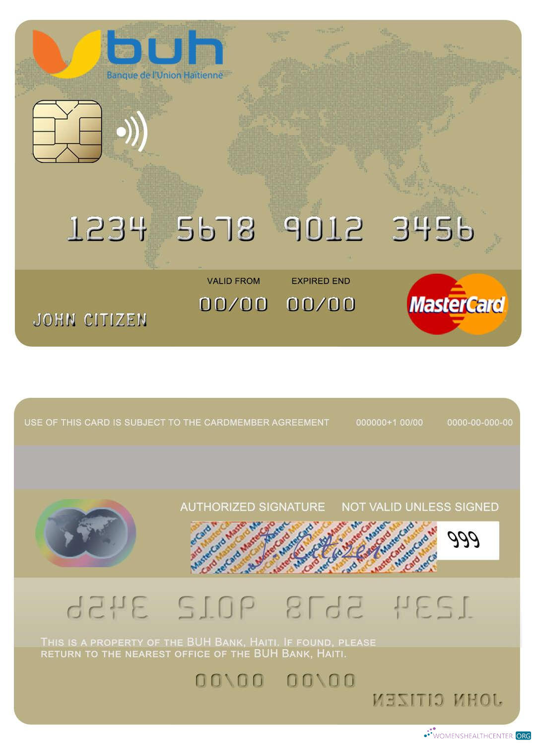 Download Haiti BUH Bank mastercard Photoshop template